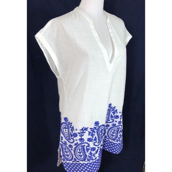 Athleta Tunic | XL | White with Navy Embroidery - Picture 2 of 8